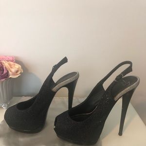 Giuseppe Zanotti black and silver heels